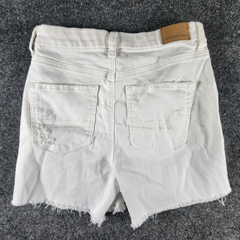 American Eagle Outfitters Women's White‎ Curvy Hi-Rise Shorts Size 4 Distressed - Picture 3 of 10